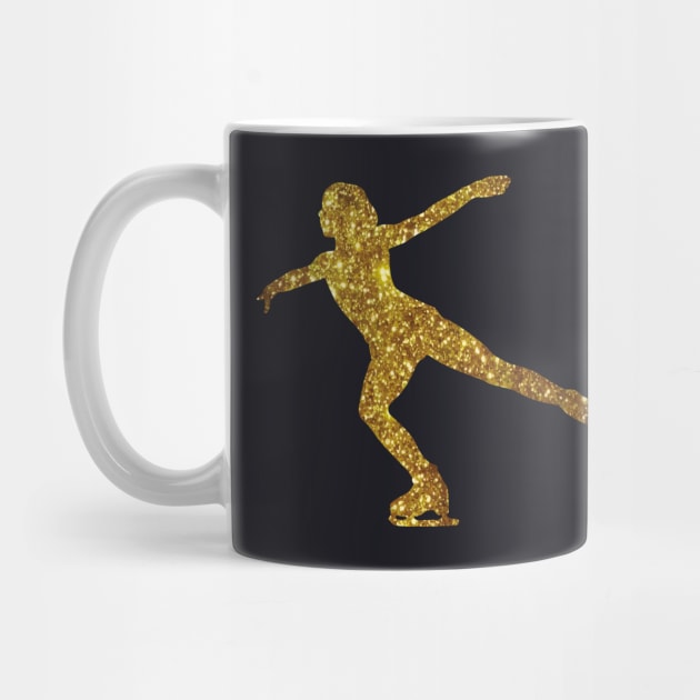 Figure Skater Silhouette Gold Figure Skating by Foxxy Merch